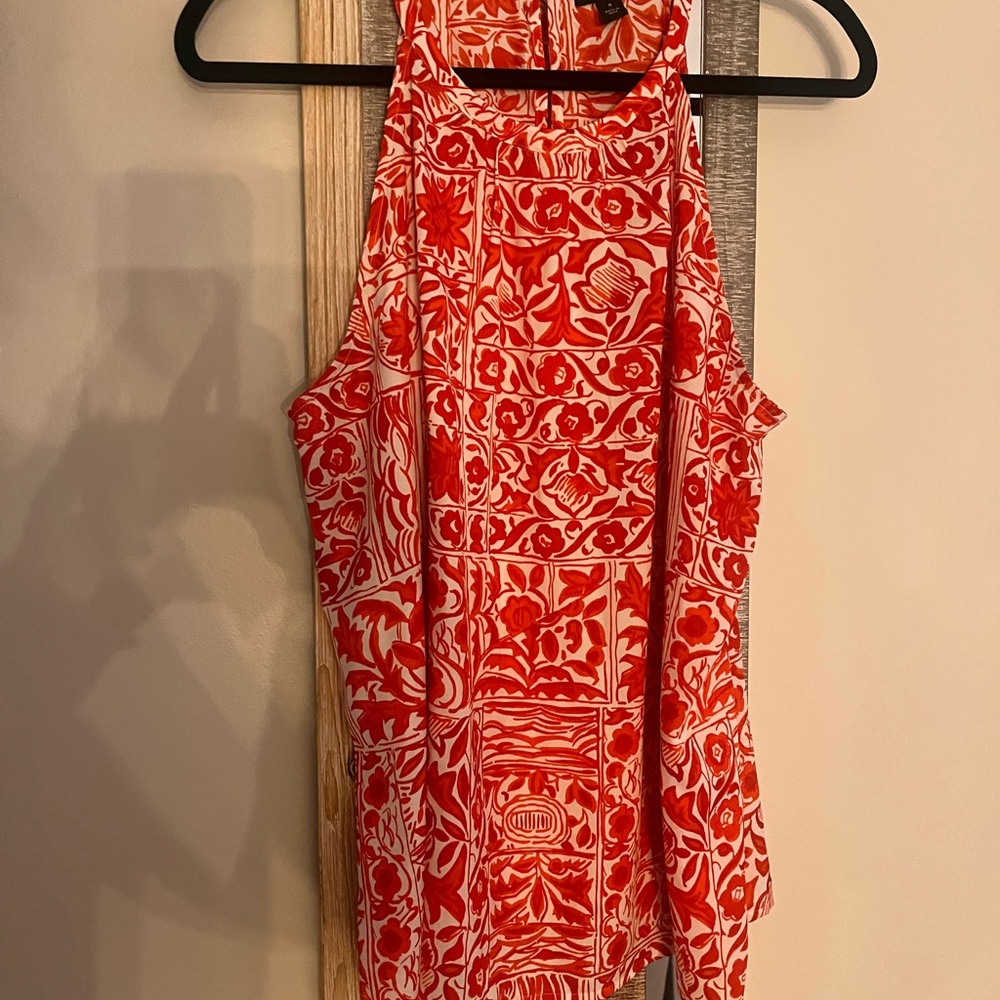 Ann Taylor Red and White Sleeveless Top M